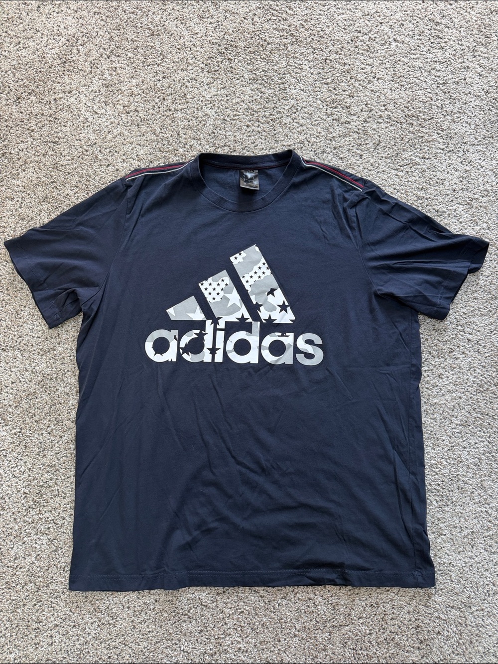 adidas Navy Short-Sleeve Logo Tee with White Graphic